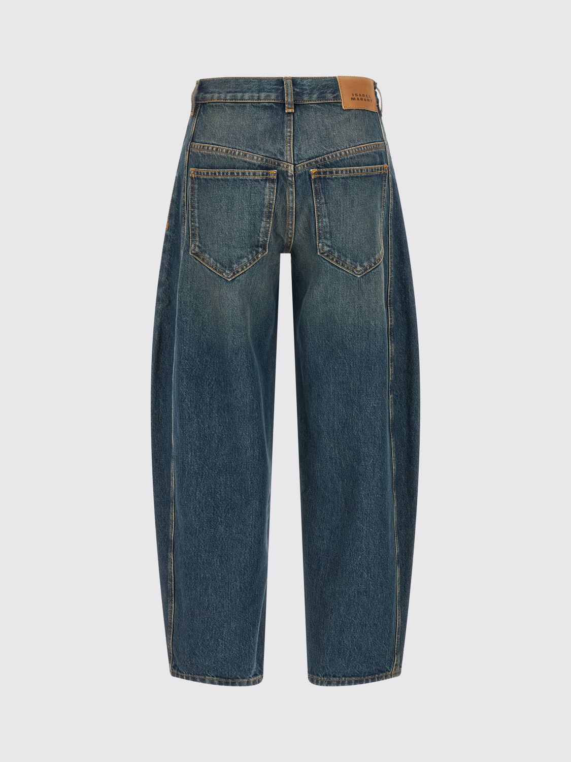 ISABEL MARANT ETOILE VAQUEROS: Vaqueros anchos de talle alto Oriane de Isabel Marant Etoile en denim de algodón, Azul Oscuro - Img 3