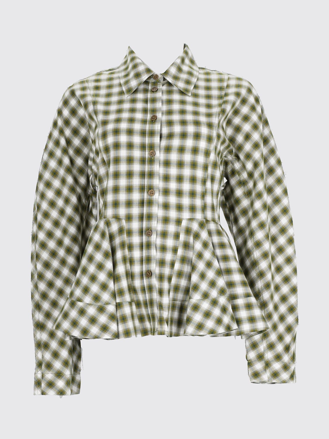 GANNI CAMICIA: Camicia Ganni a maniche lunghe in cotone con motivo a quadri, Fantasia - Img 2