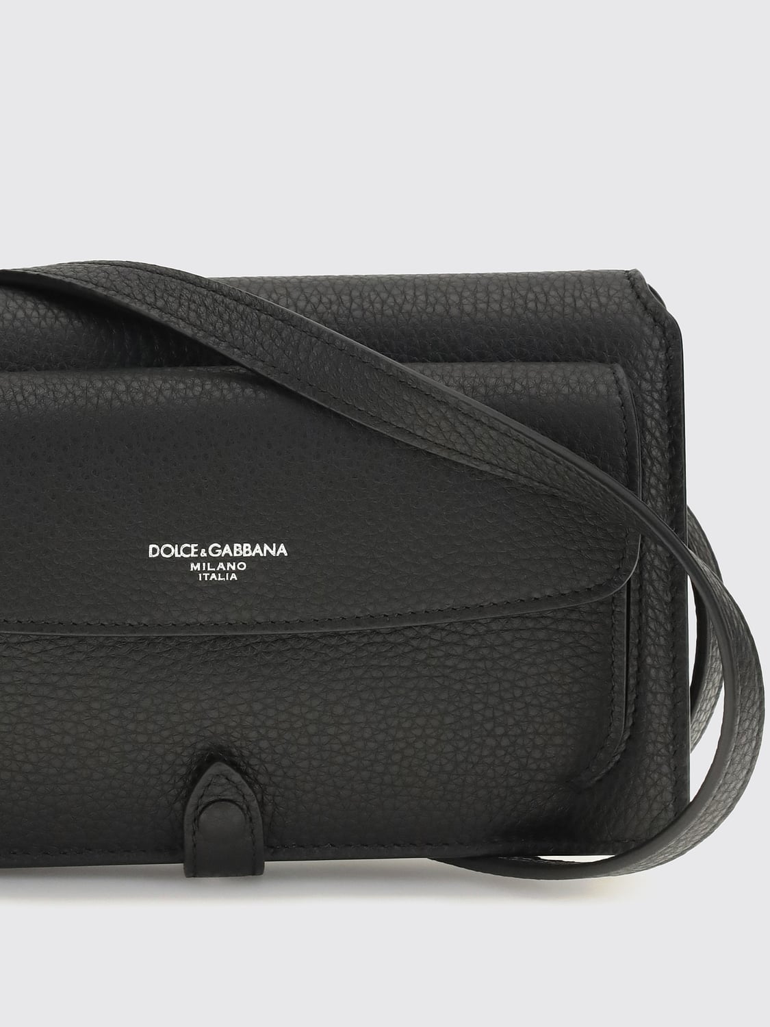 DOLCE & GABBANA ショルダーバッグ: DOLCE & GABBANA ラミネートロゴ付き グレインカーフスキン クロスボディバッグ, ブラック - Img 4