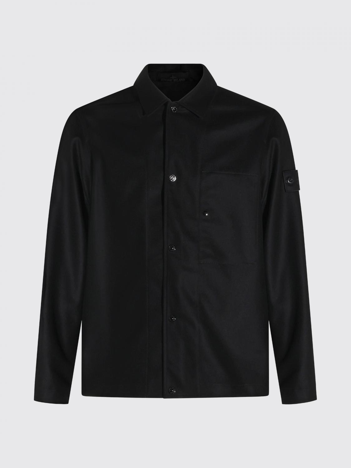 STONE ISLAND GIACCA: Giacca camicia Stone Island della capsule Ghost in nylon monocromo, Nero - Img 2