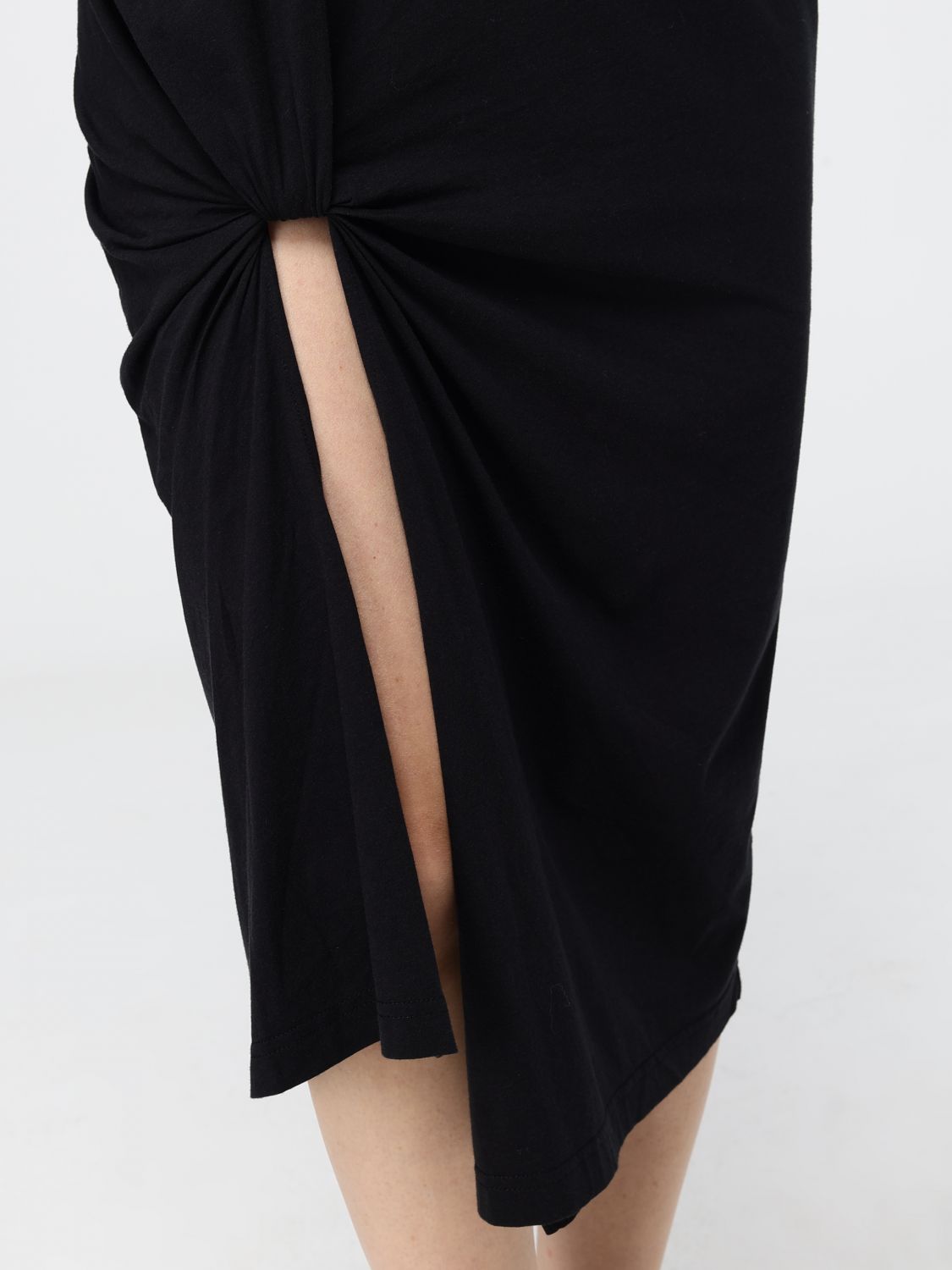 BALENCIAGA VESTIDO: Túnica midi Balenciaga de algodón con cuello redondo y hombros caídos, Negro - Img 4