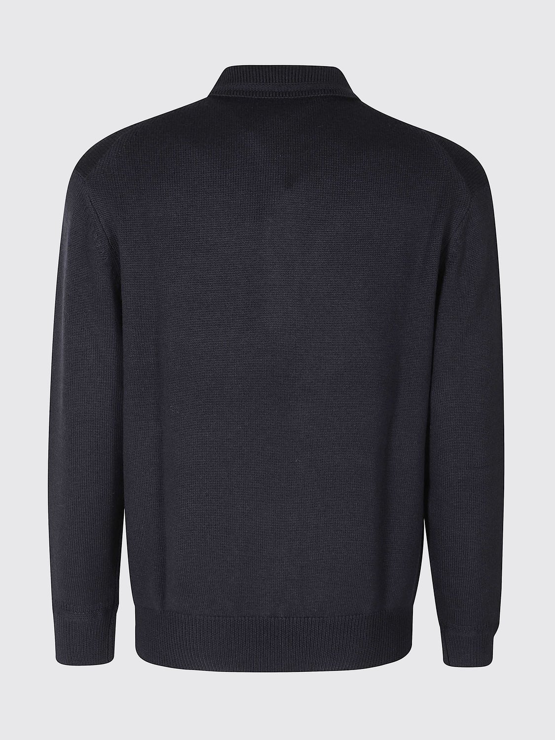 PAOLO PECORA POLO SHIRT: Long-Sleeved Wool Knit Polo Shirt Paolo Pecora with Three-Button Placket, Navy - Img 3