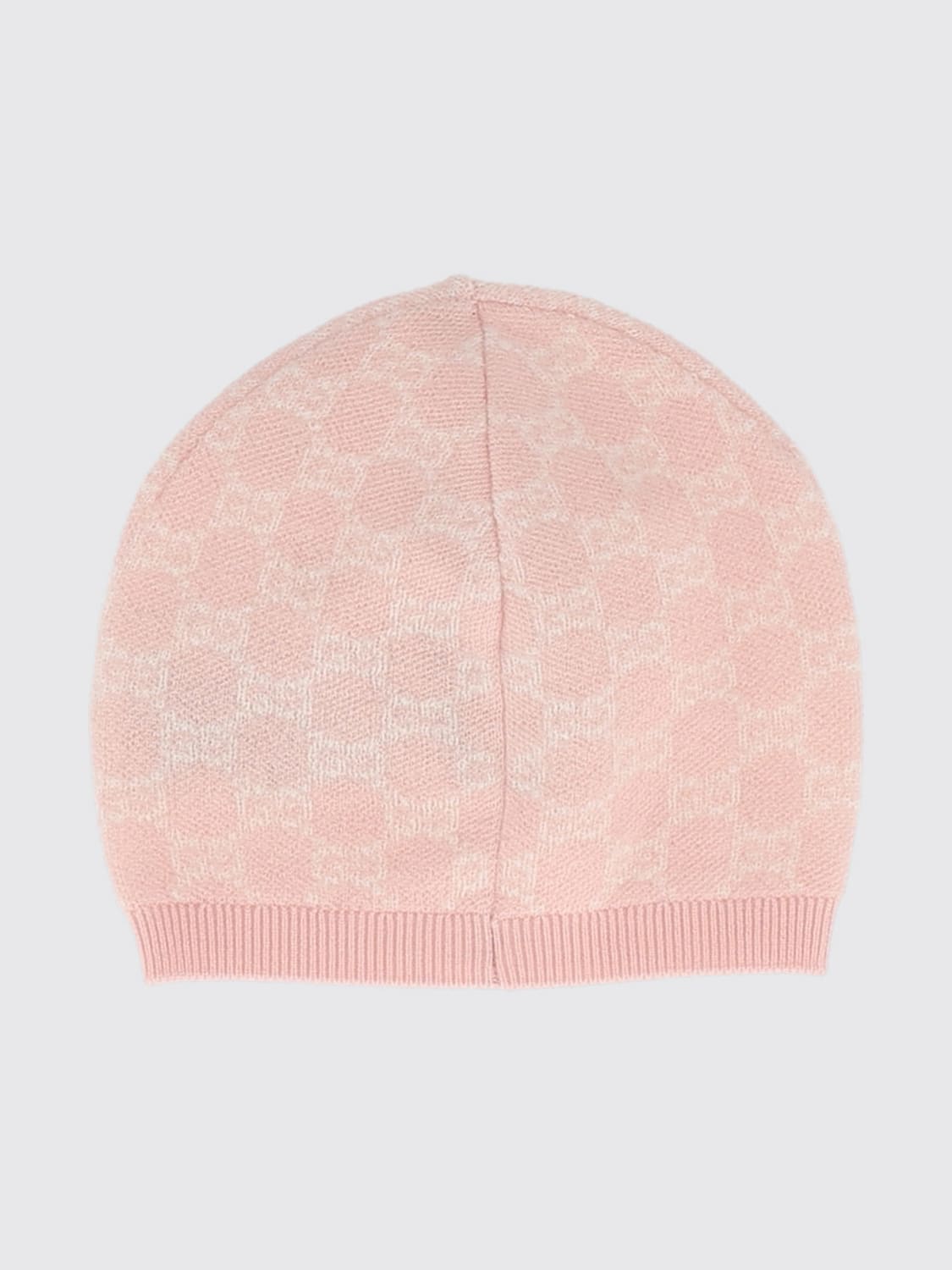 GUCCI HAT: Gucci Boy's All-Over GG Jacquard Wool Beanie Hat, Pink - Img 1