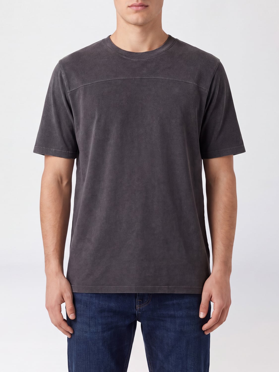 THOM KROM T-SHIRT: Thom Krom Short-Sleeved Viscose Crewneck T-Shirt with Contrast Logo, Grey - Img 1
