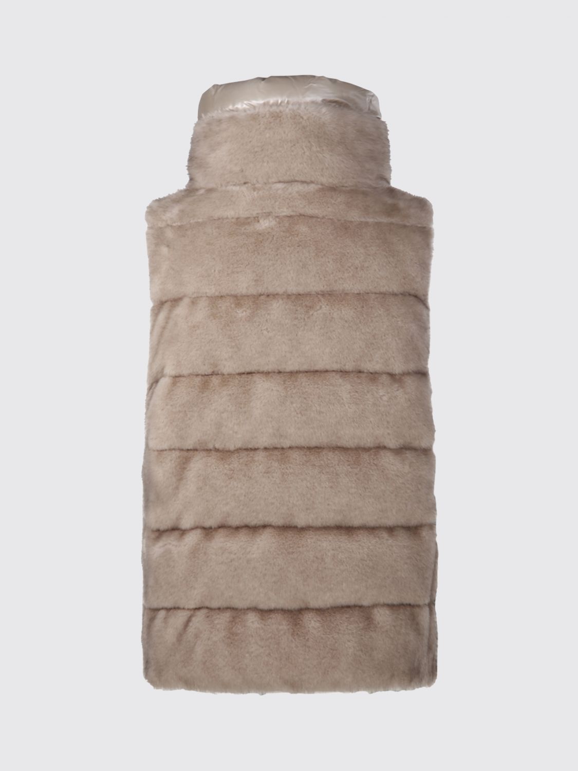 HERNO FUR COAT: Herno Padded Faux Fur Gilet with High Neck and Zip, Beige - Img 3
