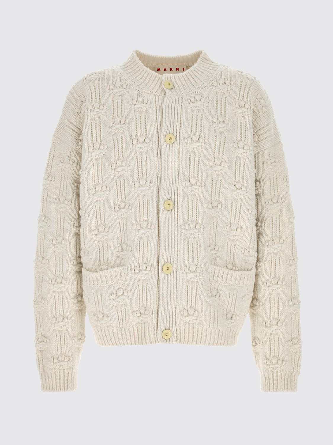 MARNI PULL: Cardigan Marni en mélange de laine et cachemire à motif jacquard abstrait, Lilas - Img 2