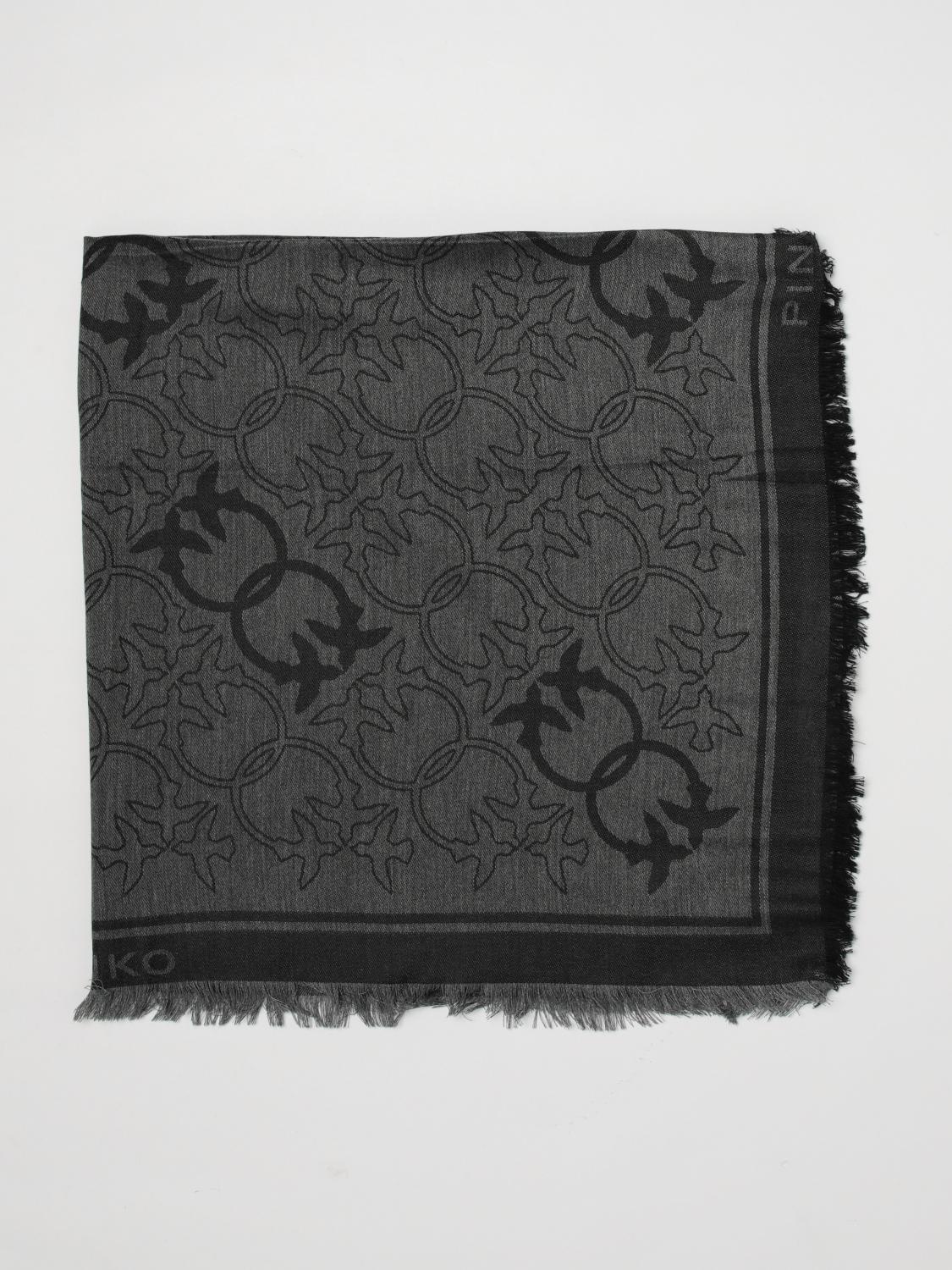 PINKO BUFANDA: Pañuelo cuadrado Pinko de mezcla de viscosa con monograma Love Birds, Negro 1 - Img 1