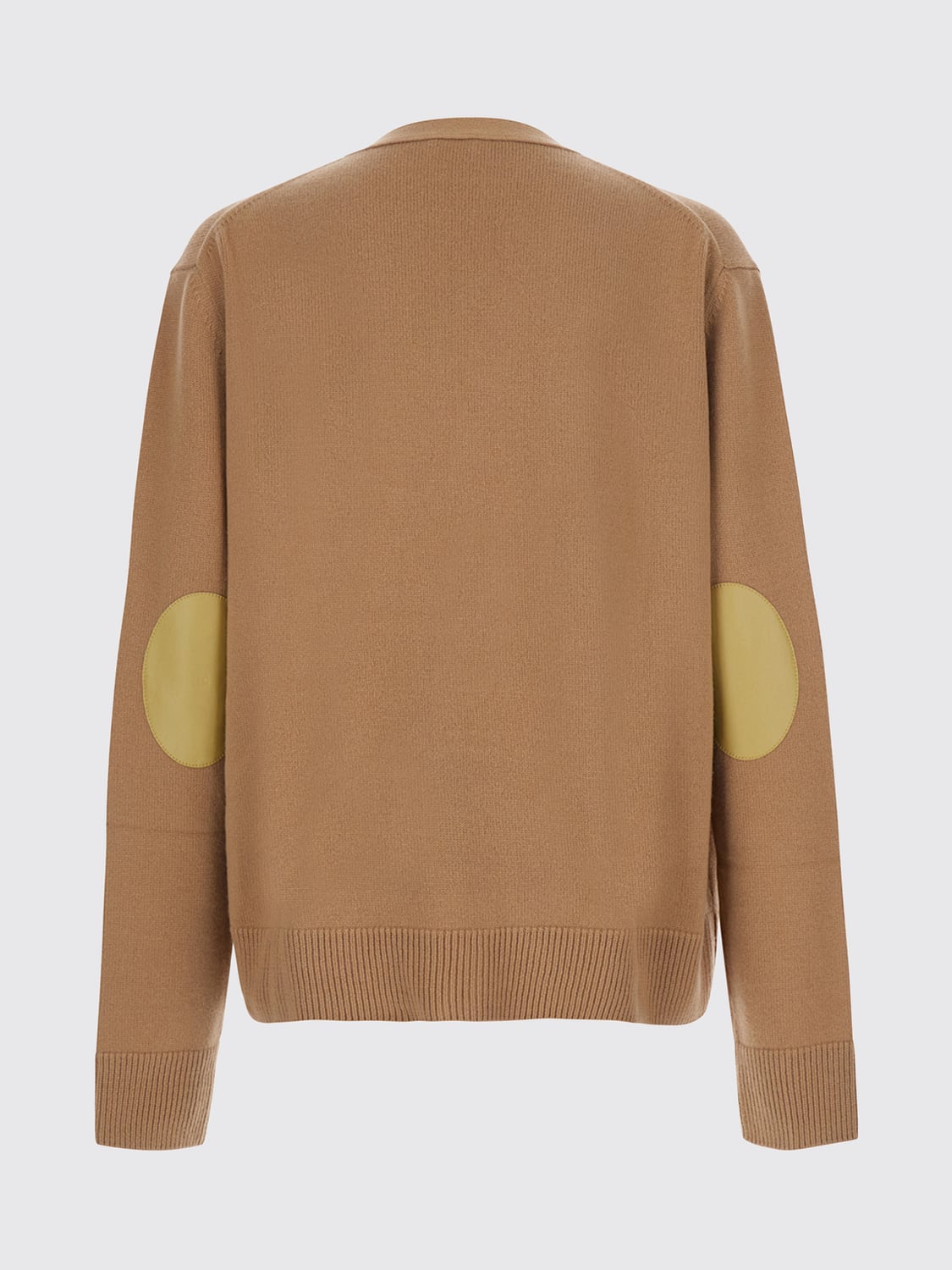 CELINE SWEATER: Celine V-Neck Cardigan in 100% Cashmere with Patches and Patch Pockets, Beige - Img 3