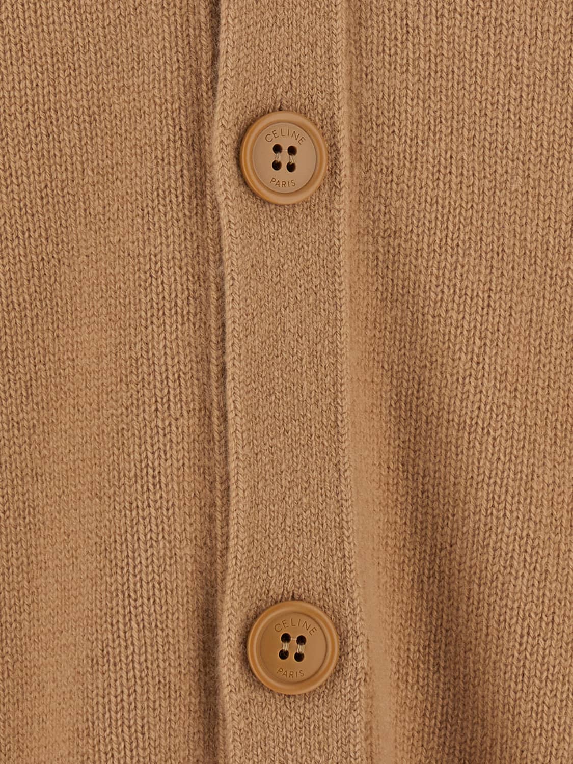 CELINE SWEATER: Celine V-Neck Cardigan in 100% Cashmere with Patches and Patch Pockets, Beige - Img 4