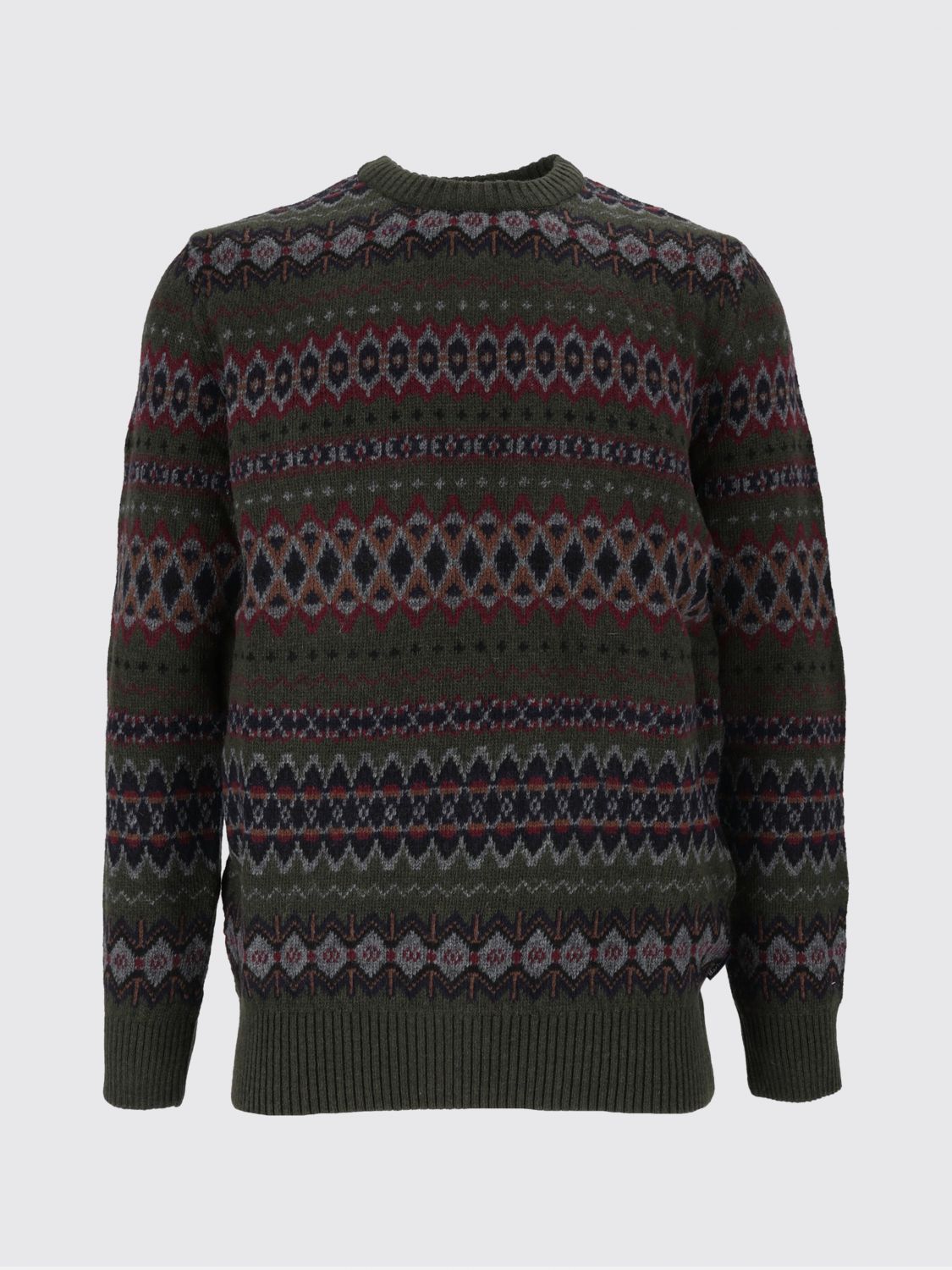 BARBOUR 毛衣: Barbour Case Fair Isle 羊羔毛圆领毛衣，饰有民族图案, Fa01 - Img 2