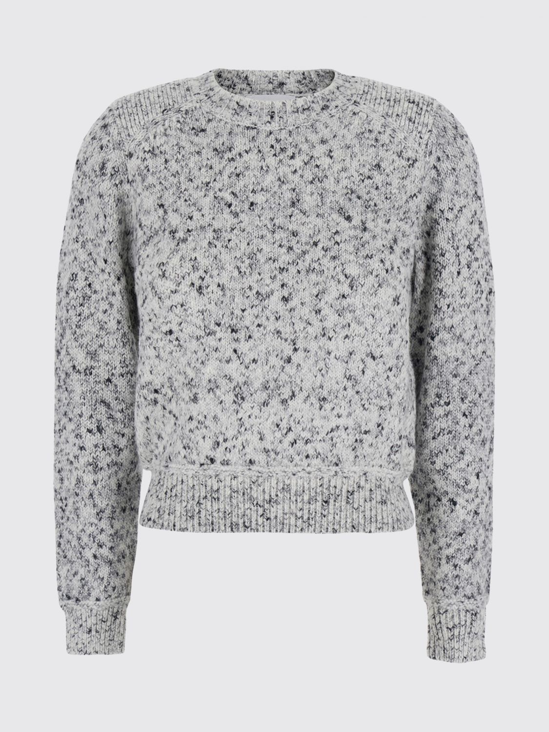 ISABEL MARANT ETOILE PULLOVER: Pullover mit Rundhalsausschnitt von Isabel Marant Etoile aus Baumwolle mit abstraktem Druck und überschnittenen Schultern, Grau - Img 2