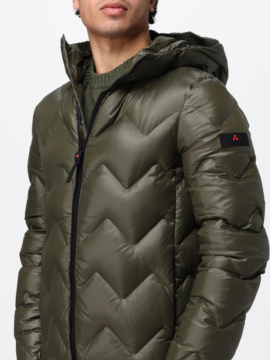 PEUTEREY JACKET: Peuterey Honova Hooded Chevron-Quilted Down Jacket, Olive - Img 4