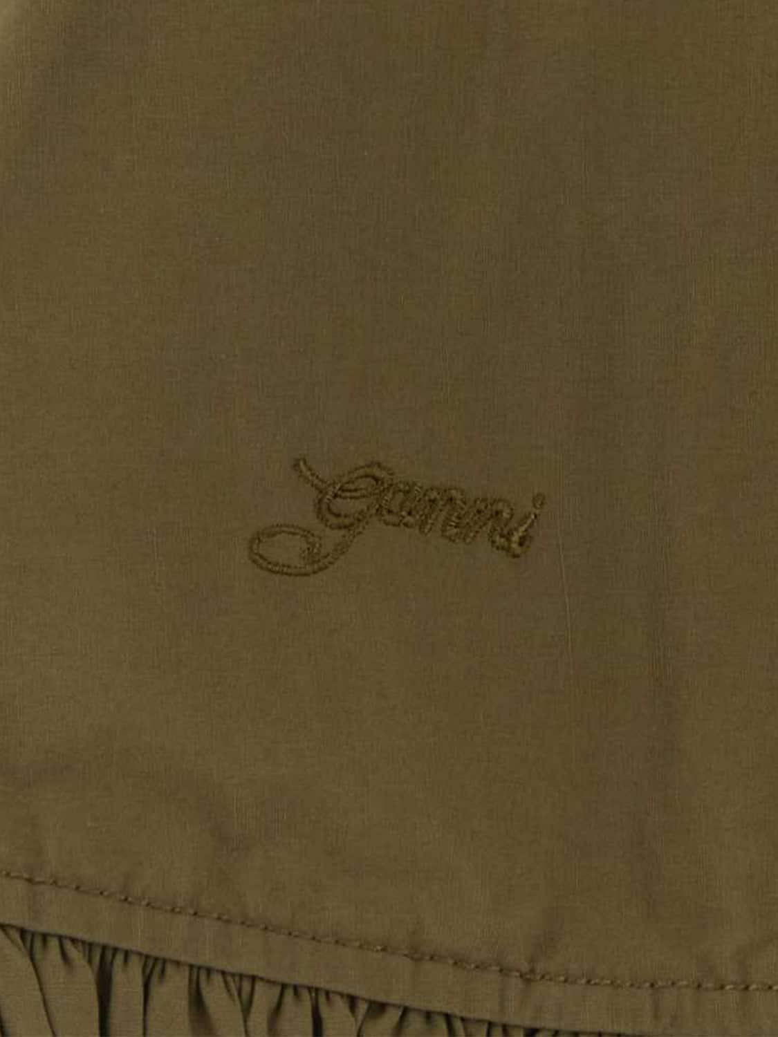 GANNI KLEID: Ganni A-Linien-Minikleid aus Bio-Baumwolle mit Rundhalsausschnitt und kurzen Ärmeln, Military - Img 4