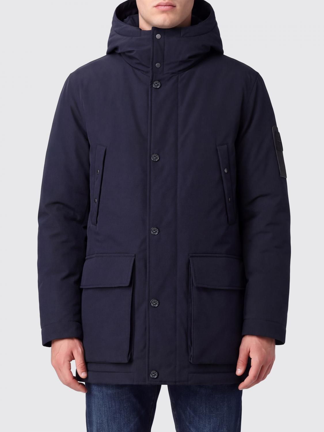 STONE ISLAND COAT: Stone Island Ghost Waterproof Technical Fabric Parka with Hood, Blue - Img 1