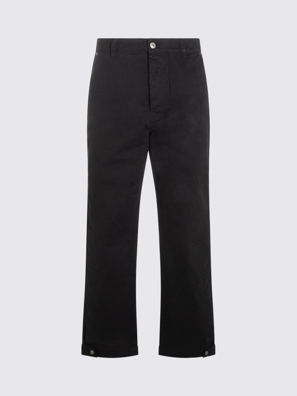 OFF-WHITE PANTS: Off-White Straight Fit Cotton Trousers with Belt Loops, Black - Img 2