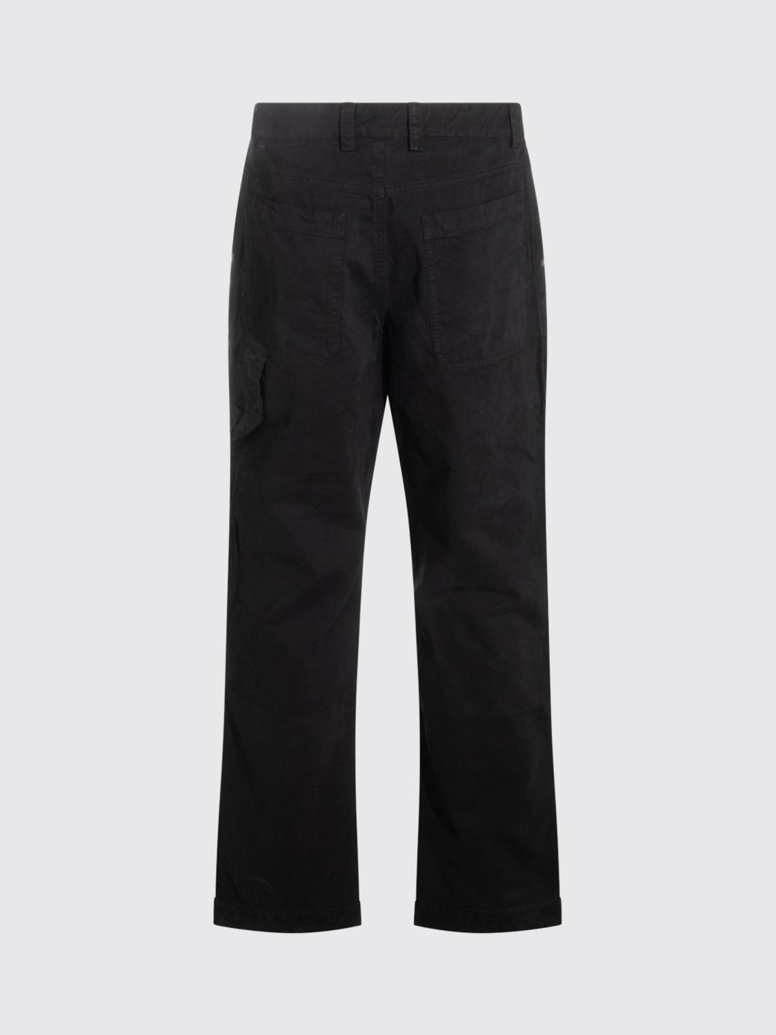 OFF-WHITE PANTS: Off-White Straight Fit Cotton Trousers with Belt Loops, Black - Img 3