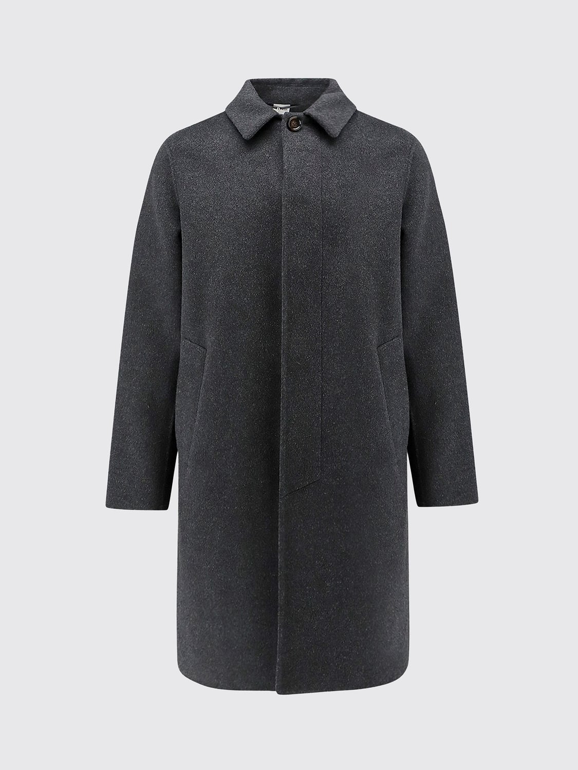 ASPESI CAPPOTTO: Cappotto monopetto Aspesi al ginocchio in pura lana con chiusura a scomparsa, Antracite - Img 2