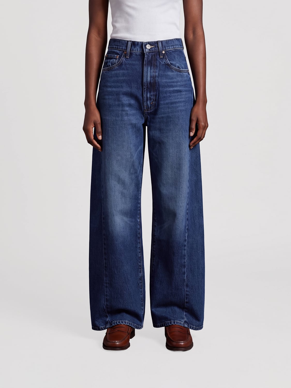 MOTHER JEANS: Mother The Half Pipe Ankle High-Waist Cropped Baggy Jeans aus Baumwoll-Denim, Blau - Img 1