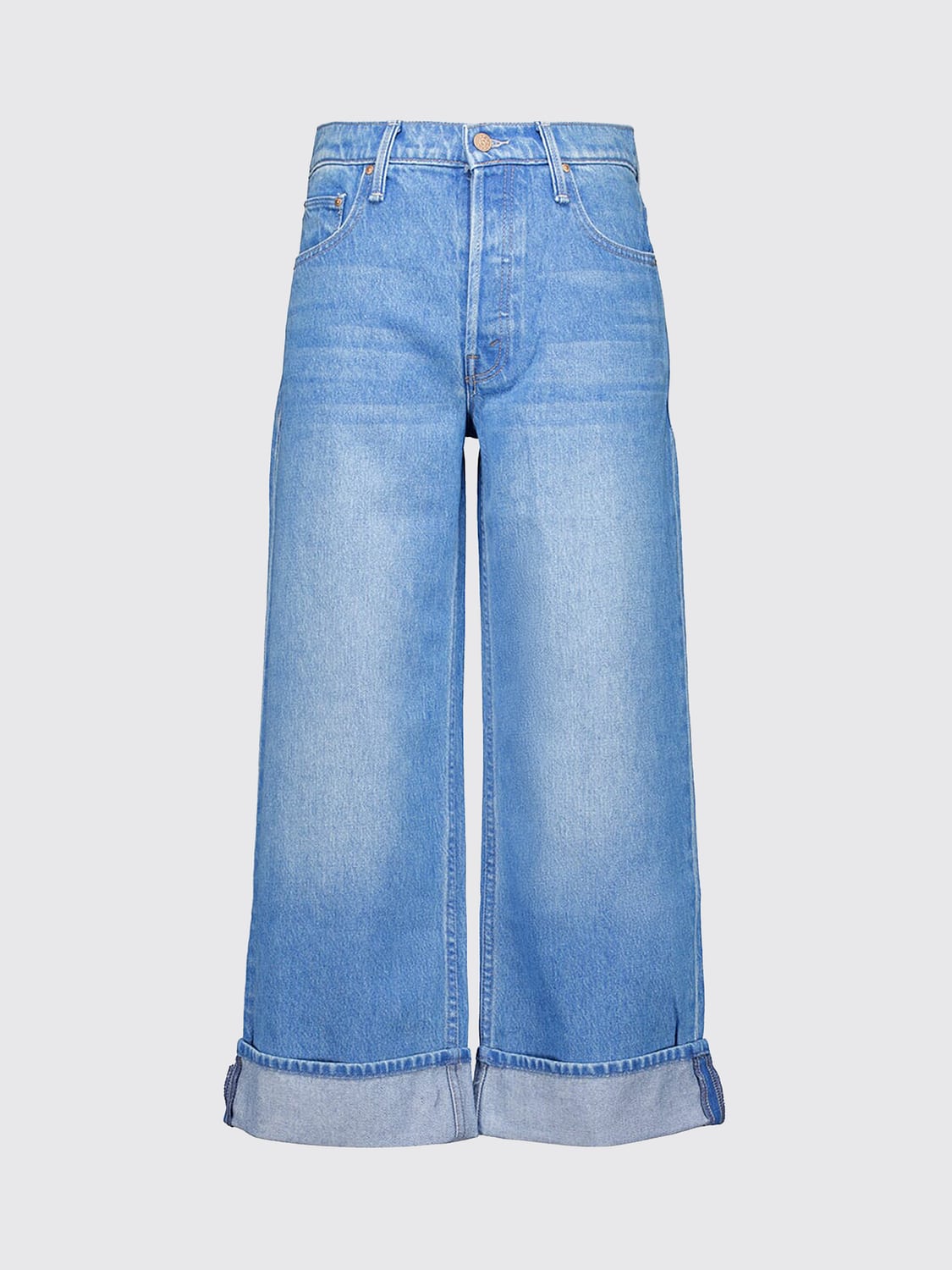 MOTHER JEANS: Mother Cropped-Jeans aus Denim mit weitem Bein und mittlerer Leibhöhe, Blau - Img 2