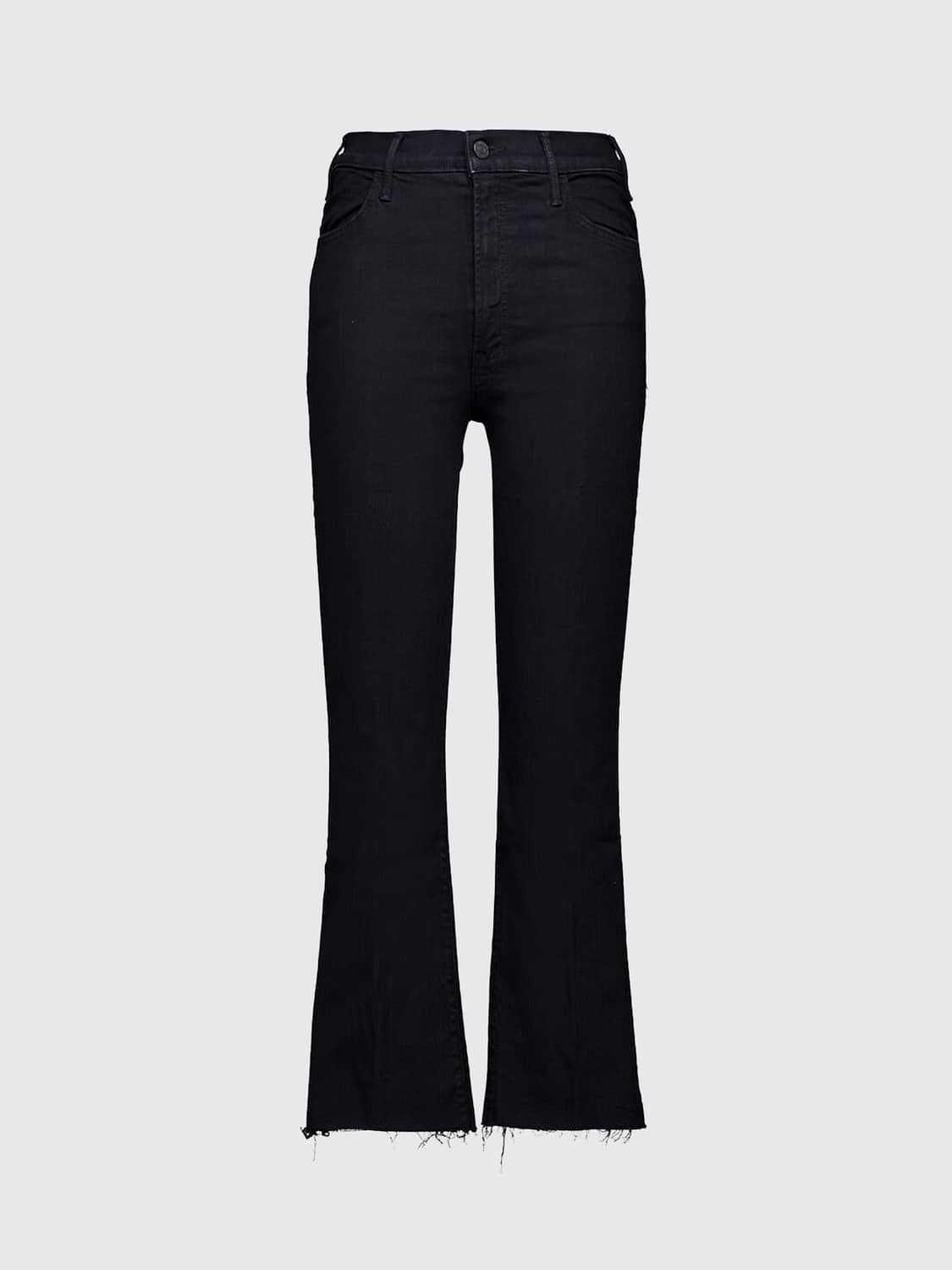 MOTHER JEANS: Mother The Hustler Ankle Fray High-Waist Cropped Flared Jeans, Schwarz - Img 2