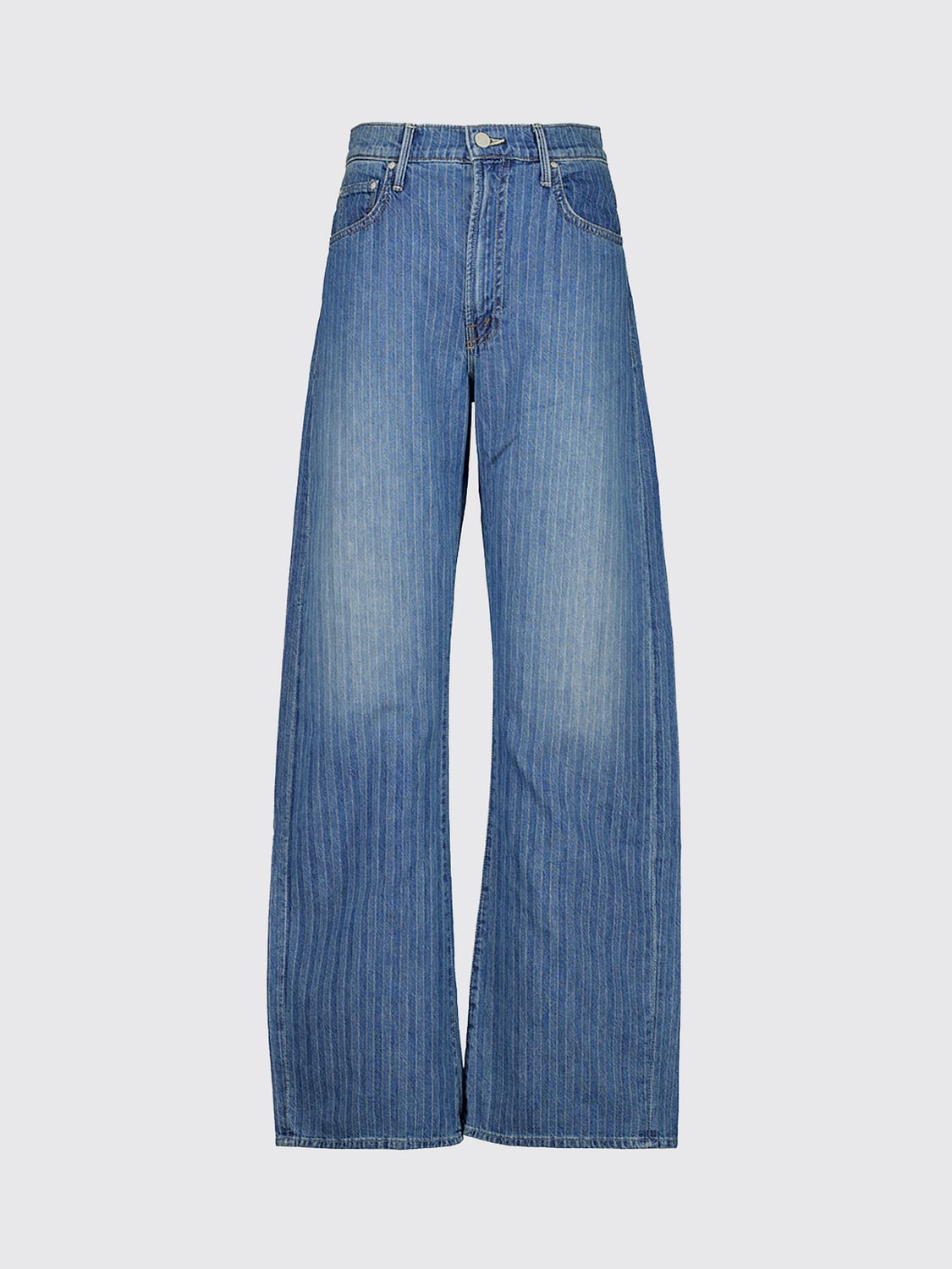 MOTHER PANTS: Mother Lasso Sneak High-Waisted Striped Baggy Jeans, Blue - Img 2