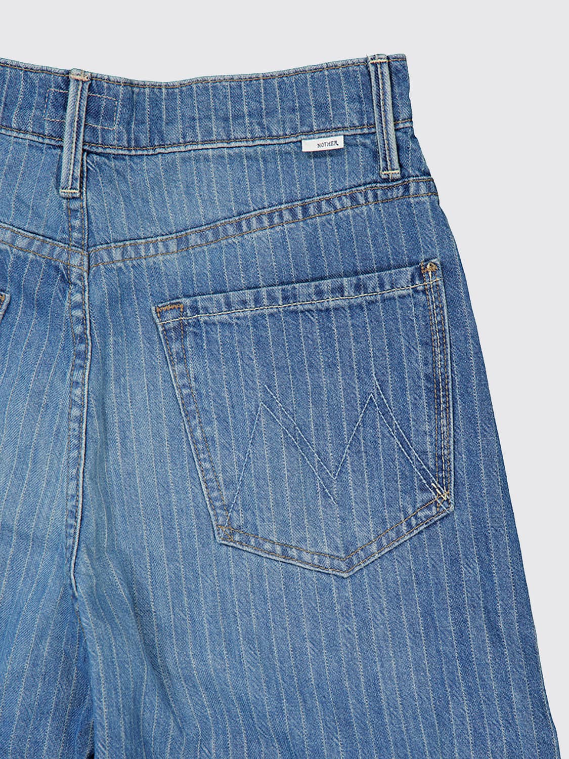 MOTHER PANTS: Mother Lasso Sneak High-Waisted Striped Baggy Jeans, Blue - Img 4
