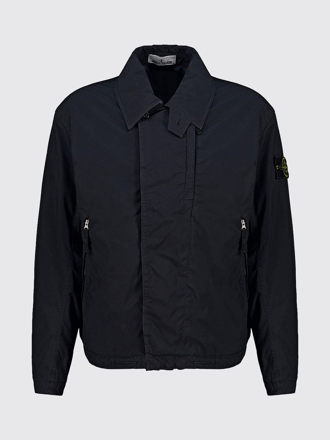 STONE ISLAND JACKE: Hemdjacke Stone Island aus recyceltem Funktionsstoff mit Compass-Logo, Blau - Img 2