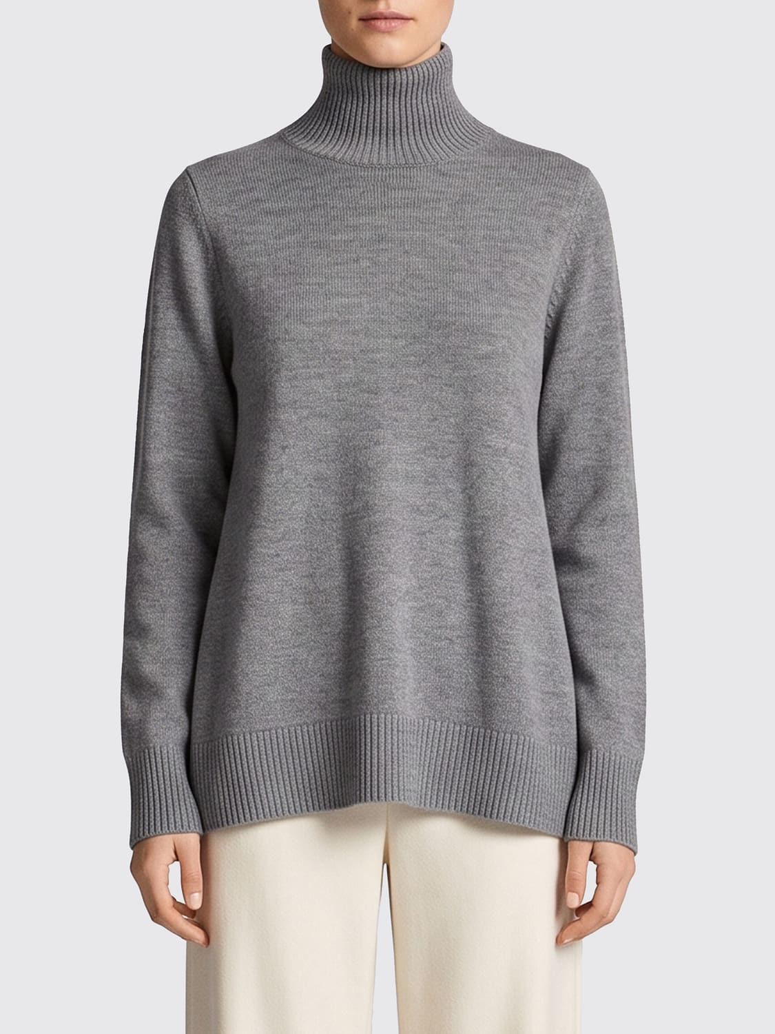 TOTEME MAGLIA: Dolcevita TOTEME relaxed fit in pura lana con maniche lunghe, Grigio - Img 1