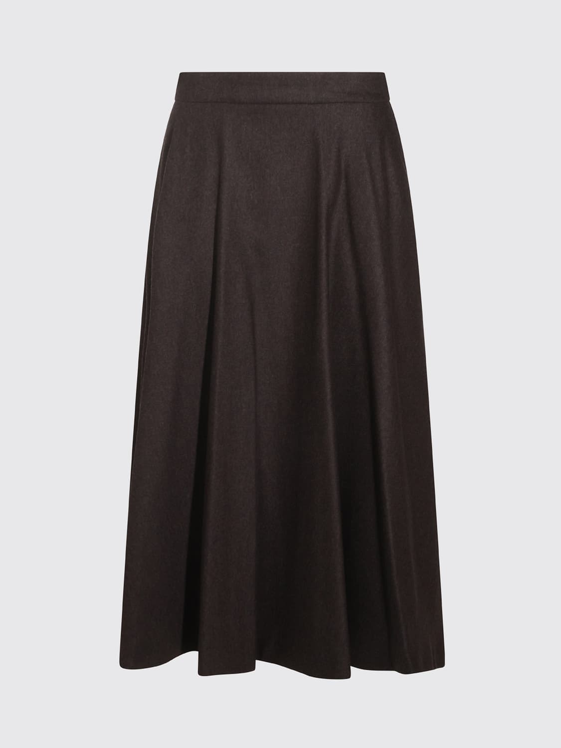 'S MAX MARA GONNA: Gonna midi a ruota 'S Max Mara in lana vergine stretch a vita alta, Marrone - Img 2