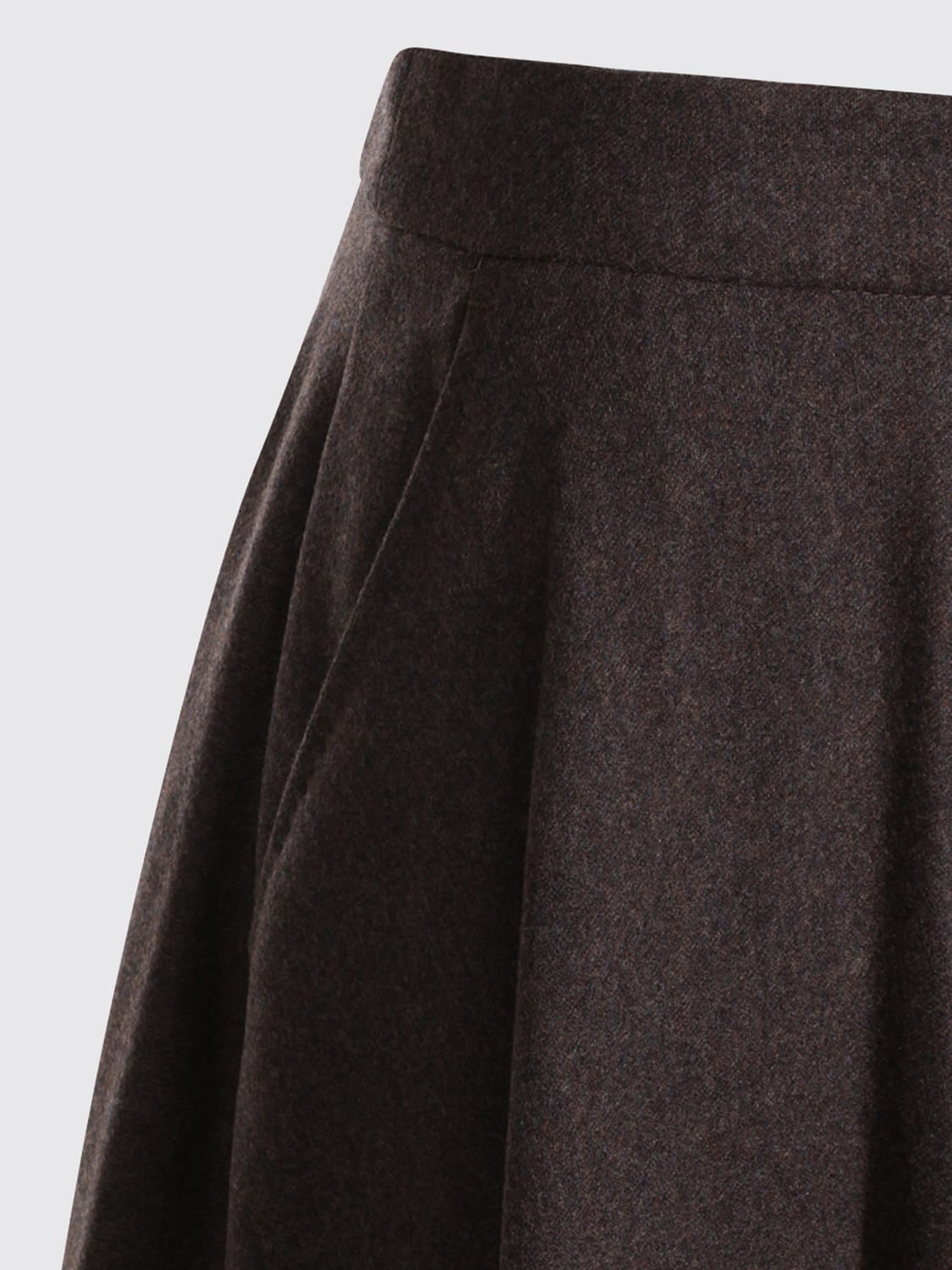 'S MAX MARA GONNA: Gonna midi a ruota 'S Max Mara in lana vergine stretch a vita alta, Marrone - Img 4