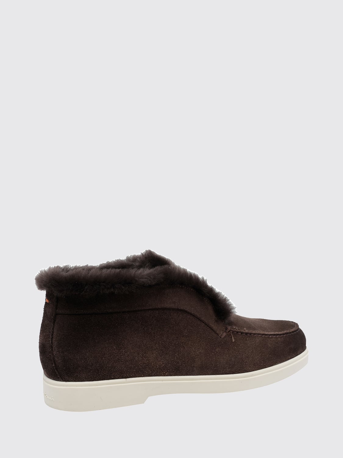 SANTONI BOTTES: Bottines chukka Santoni en suède avec intérieur chaud en shearling, Marron - Img 4
