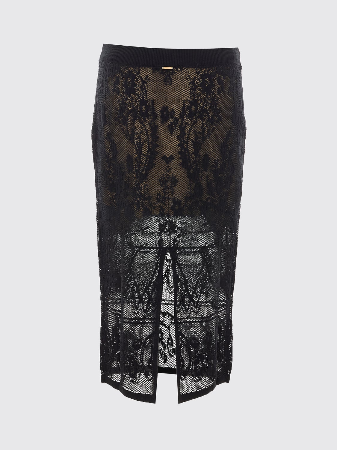 TWINSET SKIRT: Twinset High-Waisted Lace Midi Pencil Skirt, Black - Img 3