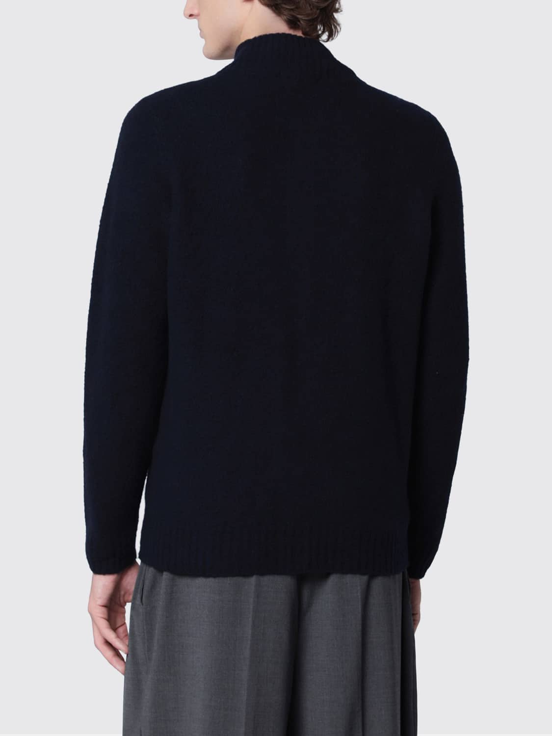 DRUMOHR JERSEY: Cárdigan Drumohr de pura lana de cordero con cuello alto y cremallera, Azul Oscuro - Img 2