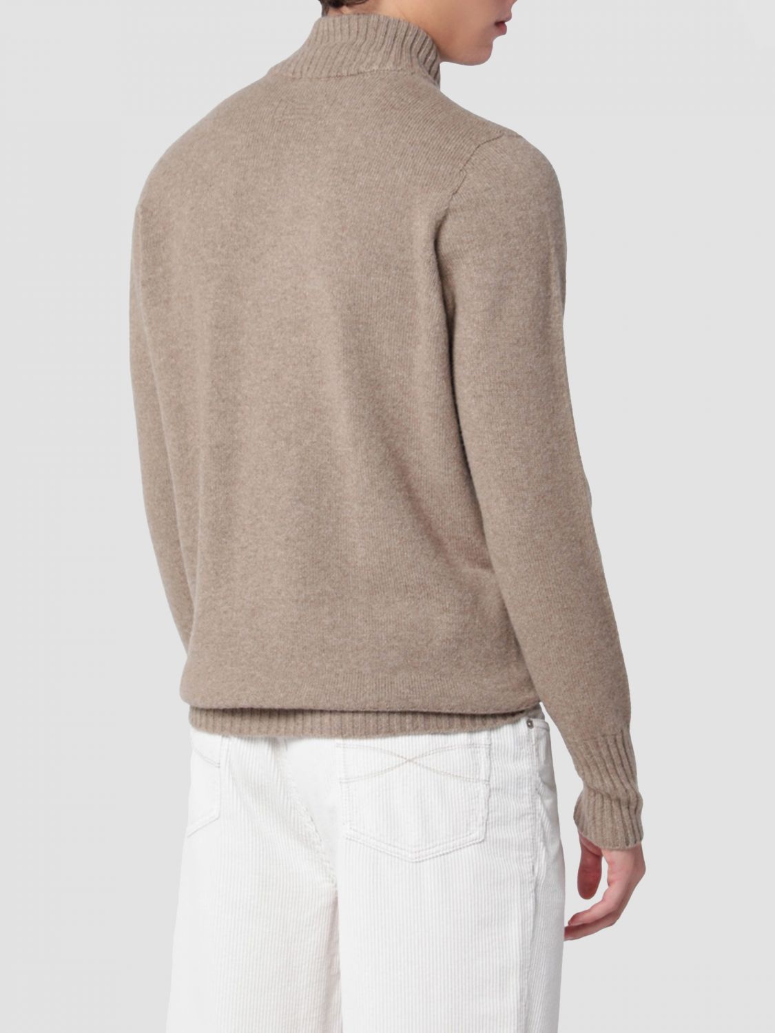 DRUMOHR SWEATER: Drumohr Pure Lambswool High-Neck Half-Zip Jumper, Beige - Img 2