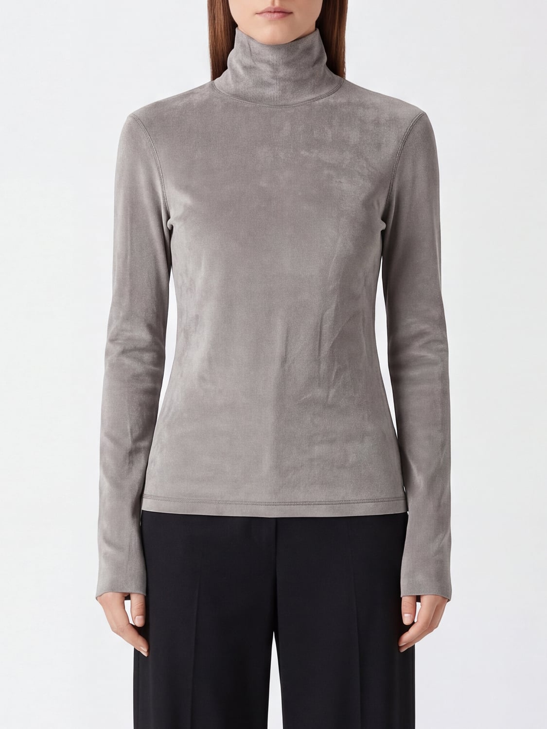 TELA TOP: Top à col roulé et manches longues Tela slim fit en polyamide, Gris - Img 1