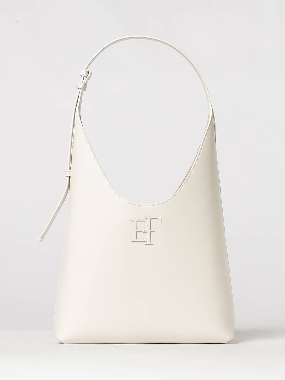 ELISABETTA FRANCHI BORSA A SPALLA: Borsa a spalla svasata Elisabetta Franchi con pochette interna estraibile, Burro - Img 1