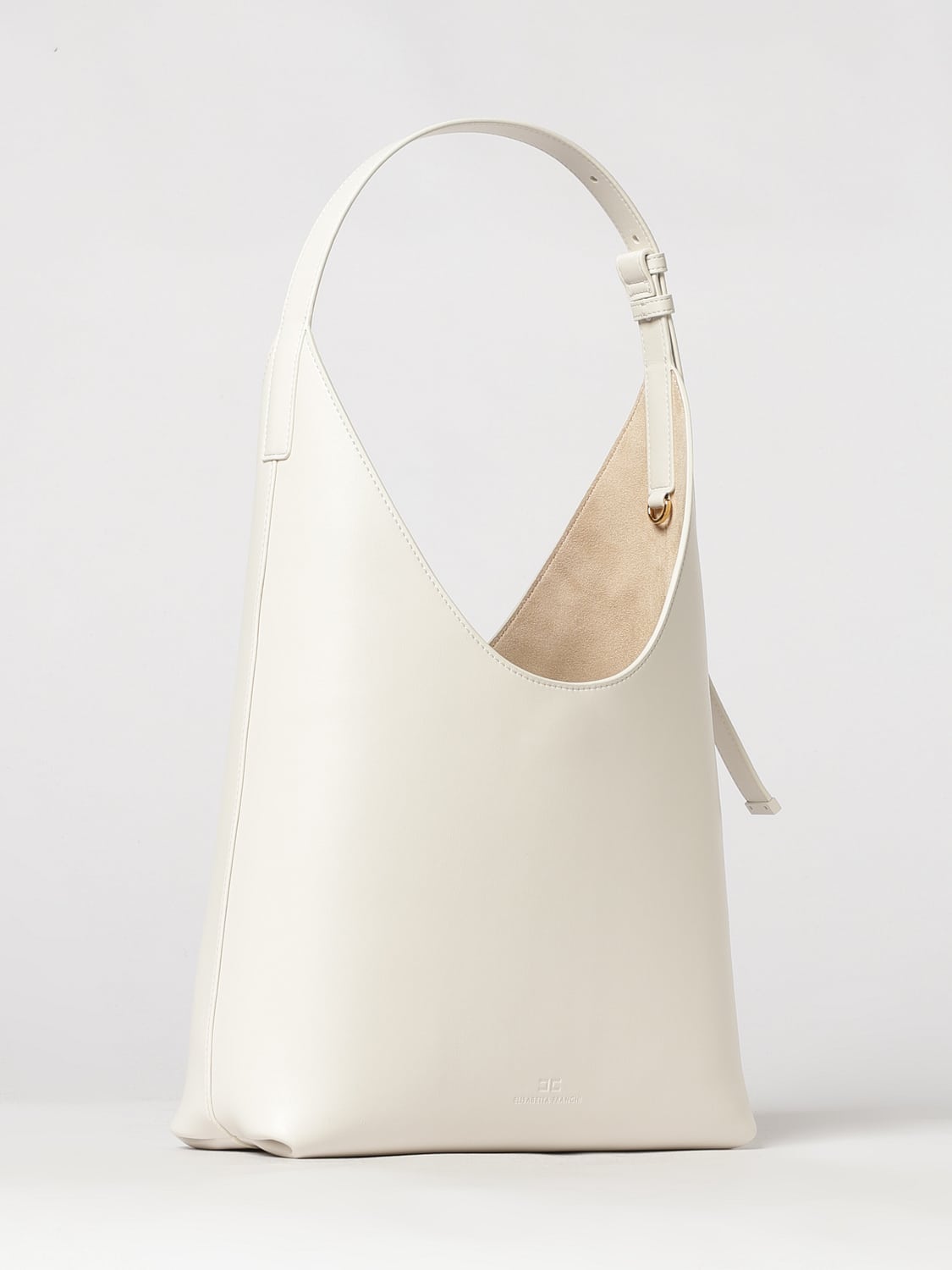 ELISABETTA FRANCHI BORSA A SPALLA: Borsa a spalla svasata Elisabetta Franchi con pochette interna estraibile, Burro - Img 2