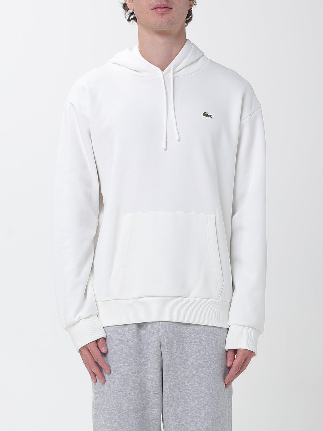 LACOSTE SWEATSHIRT: Kapuzenpullover Lacoste aus Baumwolle mit Kängurutasche und Kontrast-Logo, Yellow Cream - Img 1