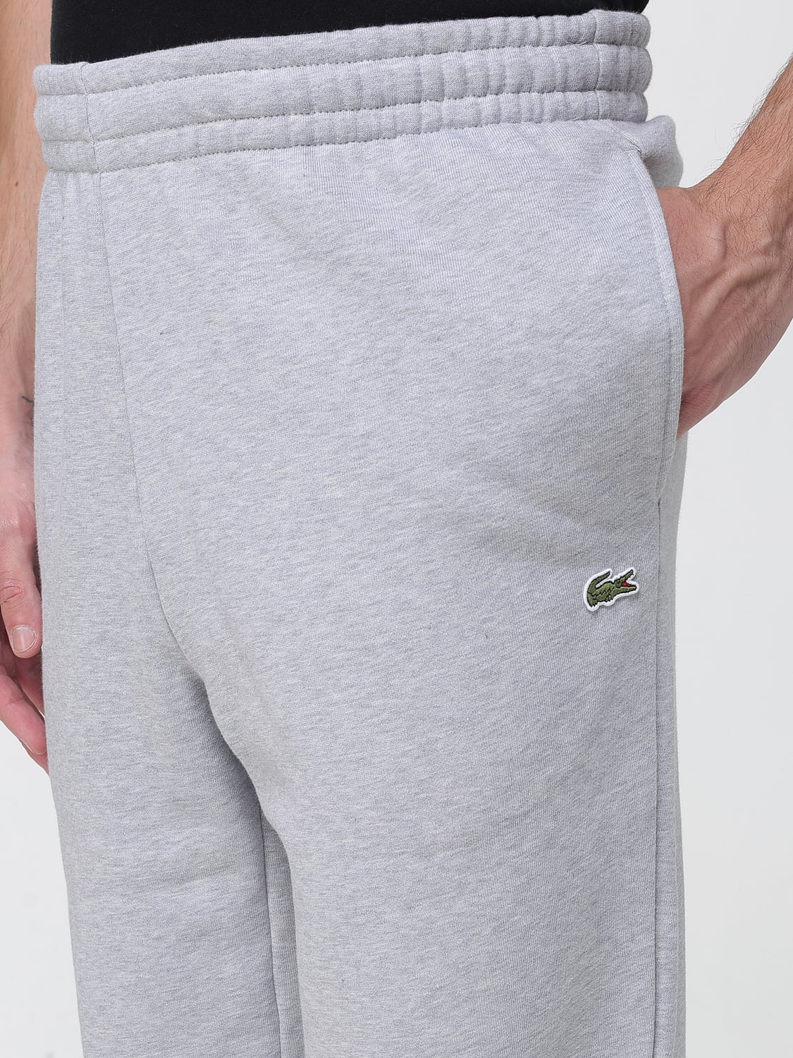 LACOSTE PANTS: Jersey Jogging Trousers Lacoste with Elasticated Waist and Cuffs, Grey - Img 3