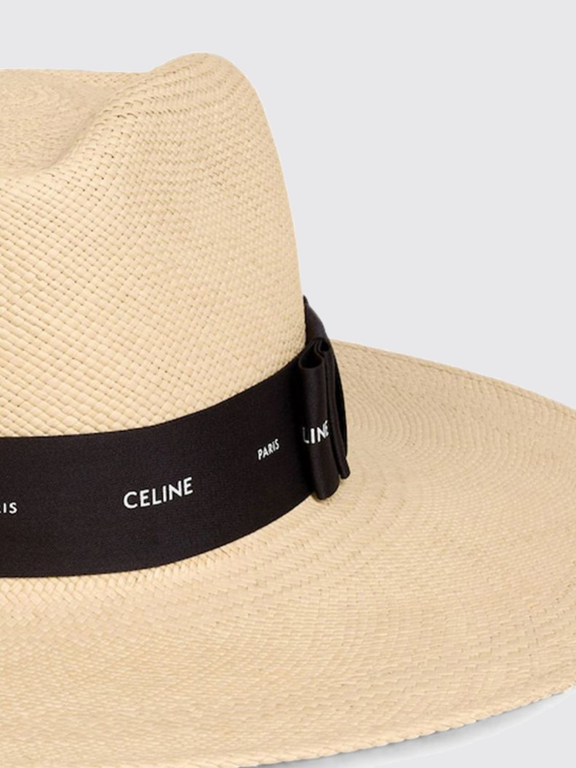 CELINE HUT: Panama-Strohhut Celine mit breiter Krempe und Kontrastlogo, Schwarz - Img 2