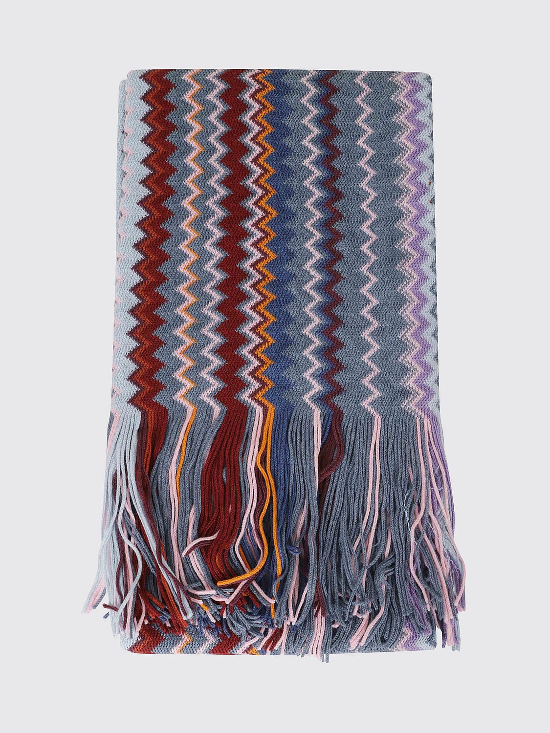 MISSONI SCHAL: Schal von Missoni aus Woll-Acryl-Mischung mit Zickzack-Muster und Fransen, Fa01 - Img 1