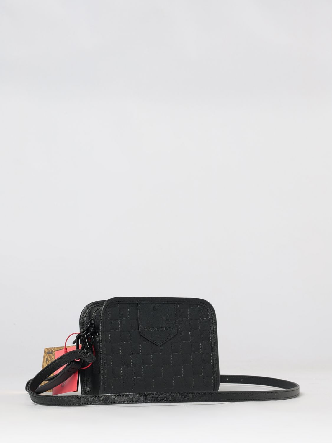 SPRAYGROUND 숄더백: SPRAYGROUND Raised Check 톤온톤 코팅 코튼 미니 크로스바디 백, 블랙 - Img 2