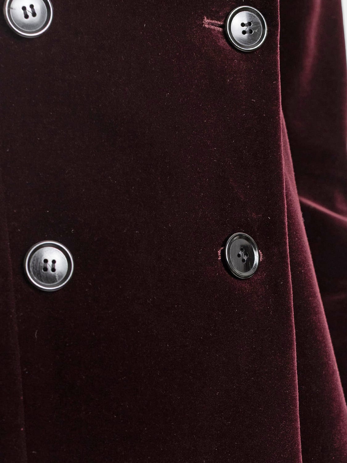 ALAÏA CHAQUETA: Blazer corto de doble botonadura Alaïa de terciopelo con solapas de pico, Violeta - Img 3