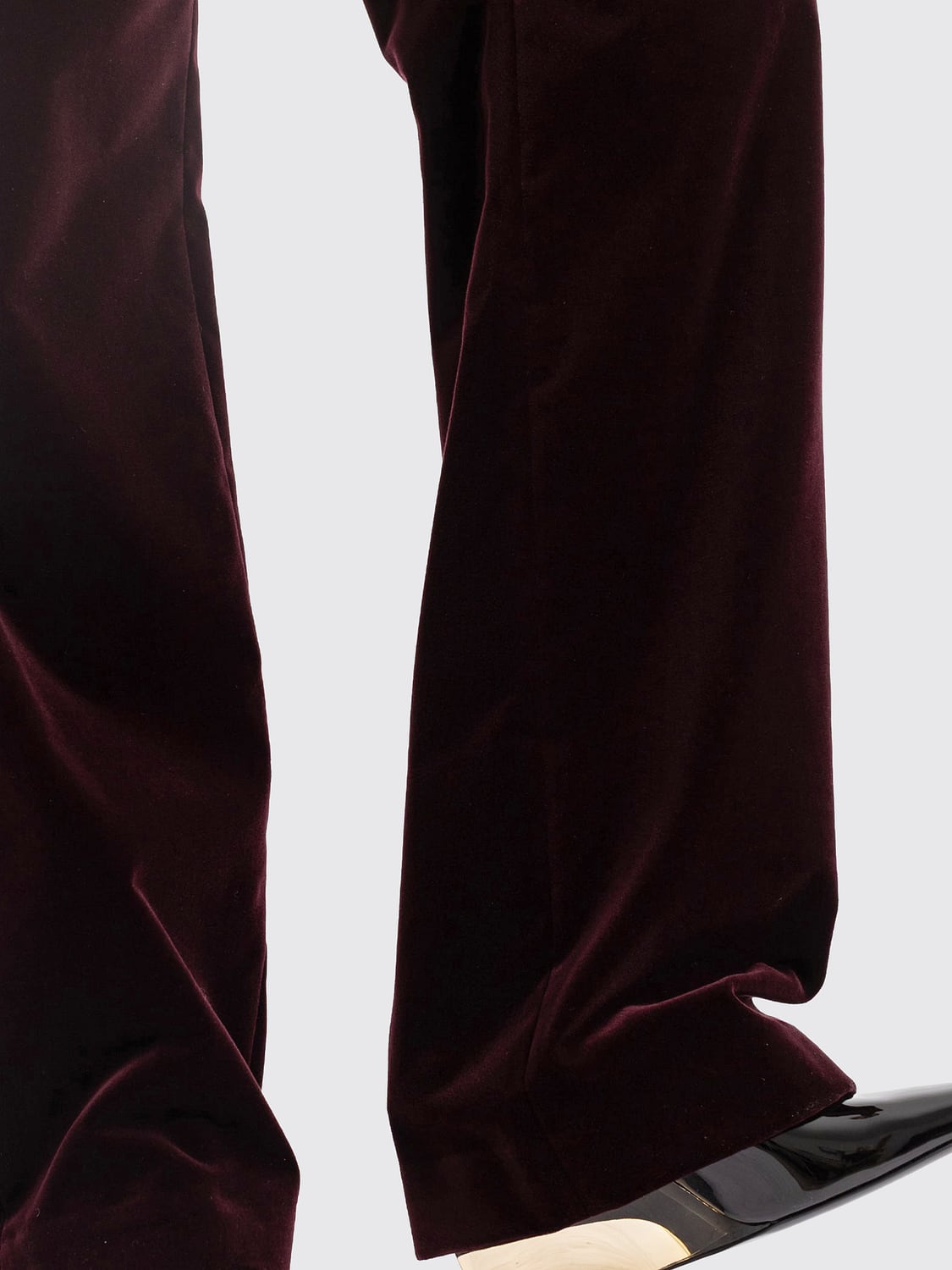 ALAÏA HOSE: Palazzo-Hose Alaïa aus Samt mit hohem Bund und geradem Bein, Violett - Img 3