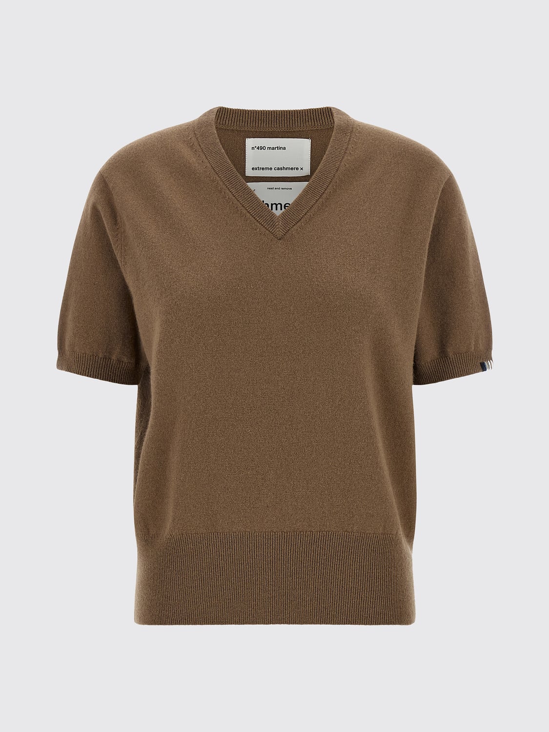 EXTREME CASHMERE PULL: Pull à col V et manches courtes Extreme Cashmere en mélange de cachemire, Marron - Img 2