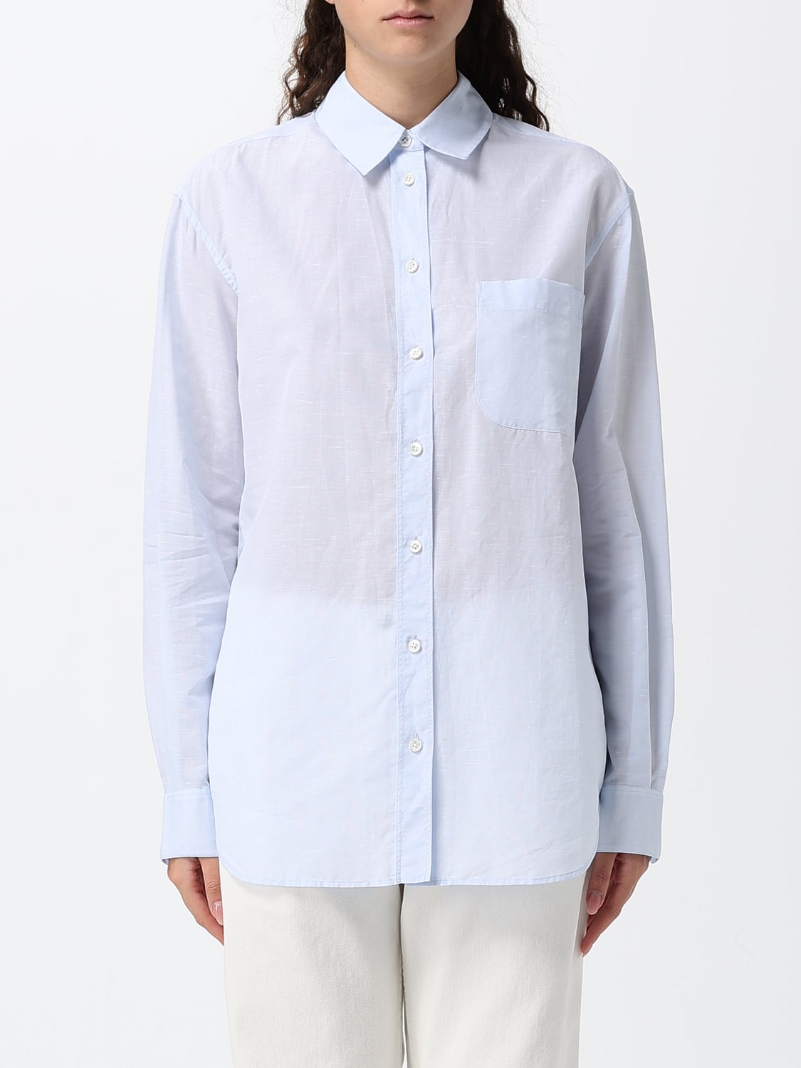 THE ROW CAMISA: Camisa de puro algodón de The Row con corte slim y cuello francés, Azul Oscuro - Img 1