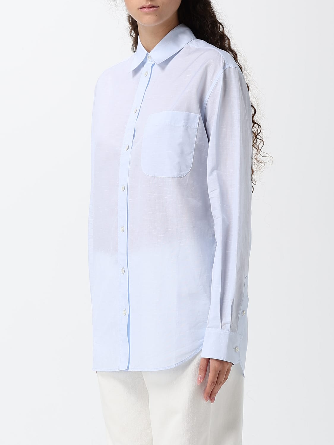 THE ROW CAMISA: Camisa de puro algodón de The Row con corte slim y cuello francés, Azul Oscuro - Img 4