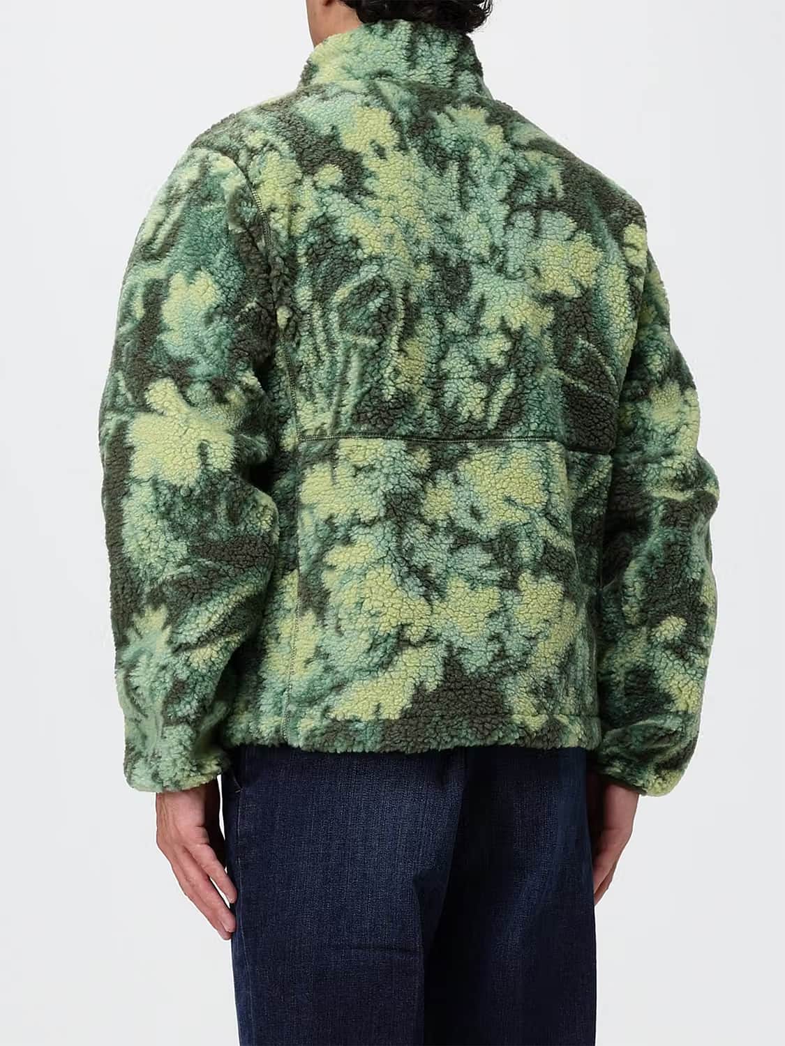 THE NORTH FACE JACKET: The North Face Abstract Print Relaxed Fit High-Neck Fleece Jacket, Green - Img 2