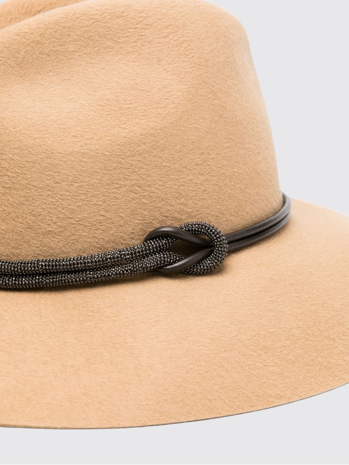 BRUNELLO CUCINELLI HAT: Wide-Brimmed Wool Felt Hat Brunello Cucinelli with Monili, Camel - Img 3