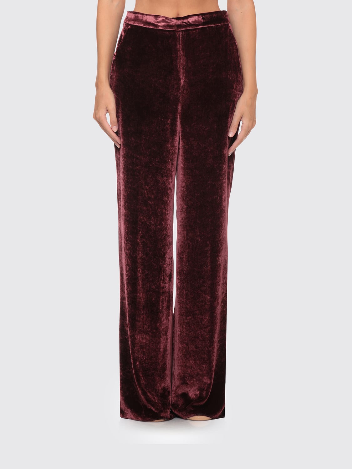 ETRO HOSE: Palazzo-Hose Etro aus Seidenmischung mit Ethno-Print und hoher Taille, Burgunderrot - Img 1